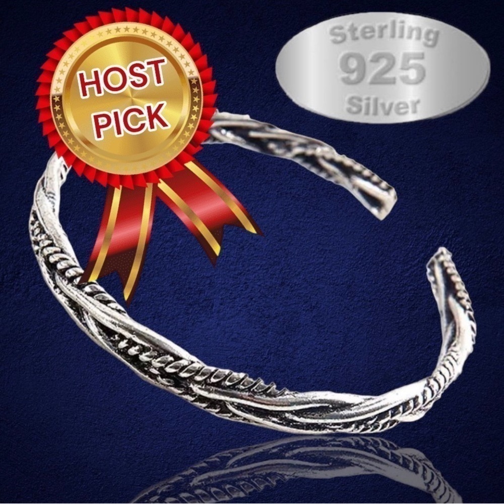 💎151💎HOST PICK! 925 Sterling Silver Vintage Style Pattern Cuff Bangle Bracelet